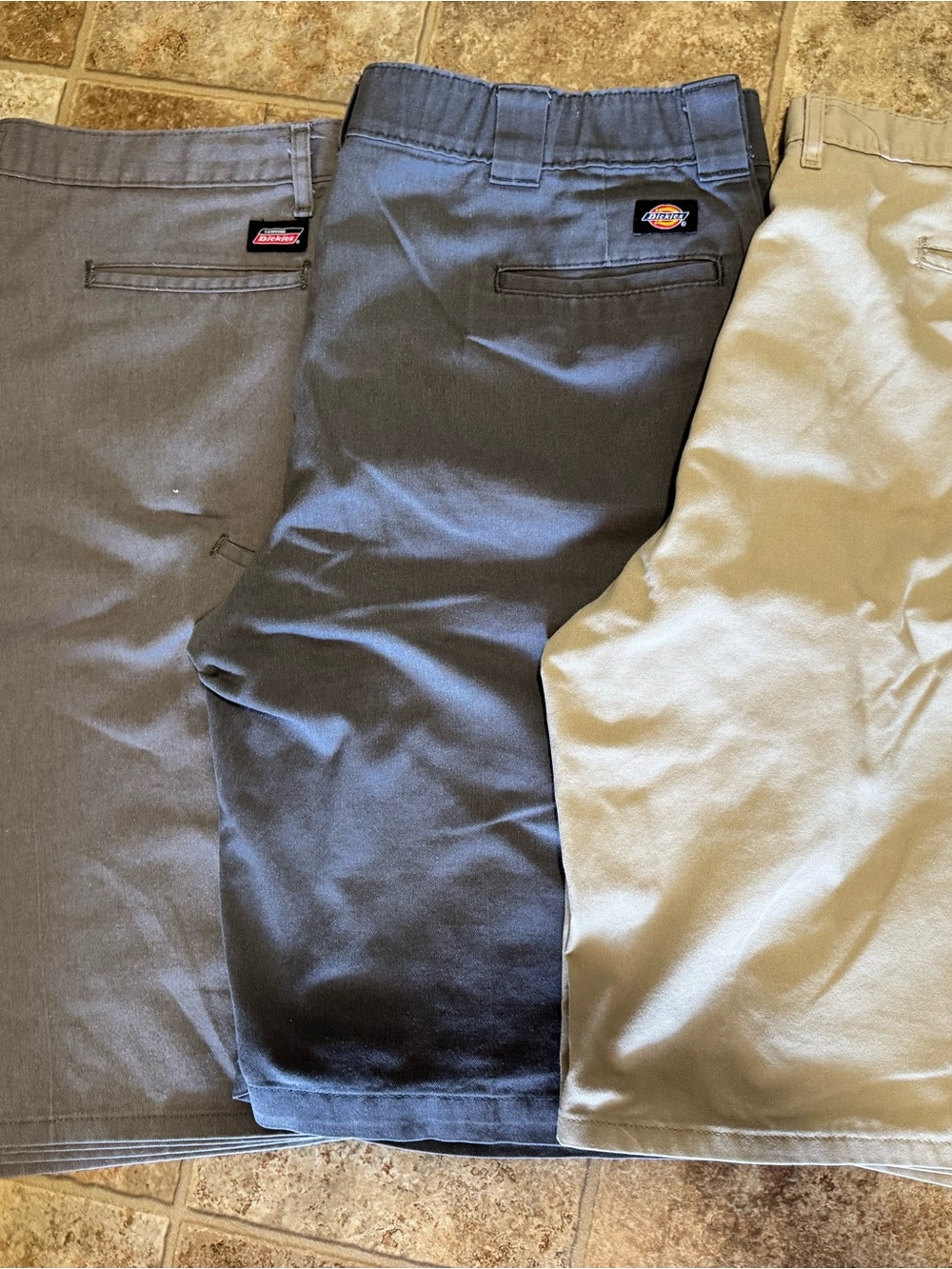 Dickies Men's 40 Chino Pants Trio in Charcoal, Dark Gray, and Khaki
